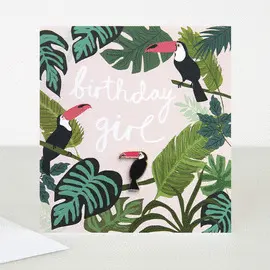 Boh001 Birthday Girl Toucan Pin Badge - Tarjeta