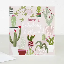 Boh004 Have a Fabulous Birthday Cactus Pin Badge Tarjeta