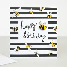Boh005 Happy Birthday Bee Pin Badge Tarjeta