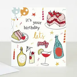 Boh007 It's Your Birthday Let's Party Pin Badge - Tarjeta