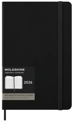 Moleskine Pro 12 Month 2026 Weekly Vertical Planner, Hard Cover, Large (5 X 8. 25), Black, 288 Pages