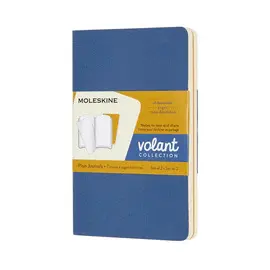 Moleskine Volant Journal Tapa Blanda, Pocket, Plain, Forget-Me-Not Blue/Amber Yellow