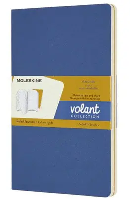 Moleskine Volant Journal, Large, Ruled, Forget-Me-Not Blue/Amber Yellow (5 X 8. 25)