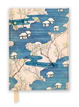 Japanese Woodblock Cottages With Rivers & Cherry Blossoms Category Journal 8. 26(H) X 5. 82(W) Inches Lined