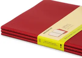 Moleskine Cahier Journal (Set Of 3), Extra Large, Plain, Cranberry Red, Sc (7. 5 X 10)