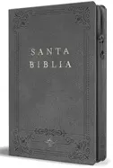 Reina Valera Revisada 1960 Biblia Rvr 1960 Letra Grande, Tamaño Manual, Símil Piel Gris, Cremallera e Índice