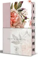 Biblia Reina Valera Revisada 1960 Letra Súper Gigante, Tapa Dura con Tela y Flores Rosada, Cantos Pintados e Índice